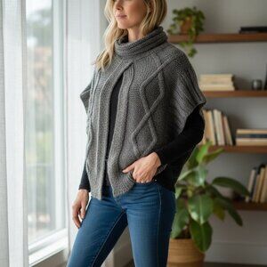 MARYLINE Womens Grey Split Front Acrylic Mohair Wool Italian Sweater Size Large